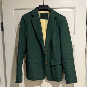 J. Crew Forest Green Blazer with Gold Accents - linen